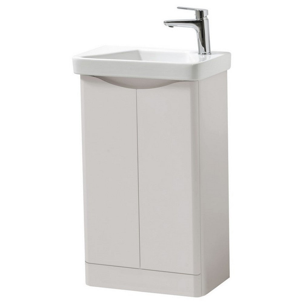 Arc 500mm Floor Standing 2 Door Cloackroom Unit & Ceramic Basin