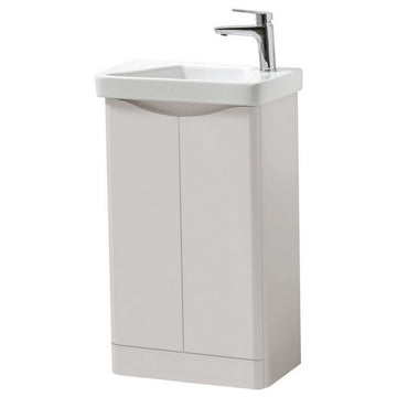 Arc 500mm Floor Standing 2 Door Cloackroom Unit & Ceramic Basin