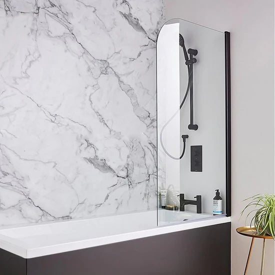 Kartell Nero Black Radius Edge 1400 x 780mm Straight Bath Screen