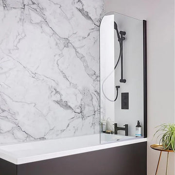 Kartell Nero Black Radius Edge 1400 x 780mm Straight Bath Screen