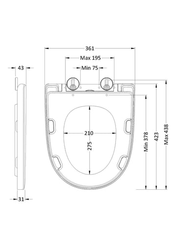 Toilet Seats Round Wrapover Soft Close Top Fix Toilet Seat - For use with Freya Toilets