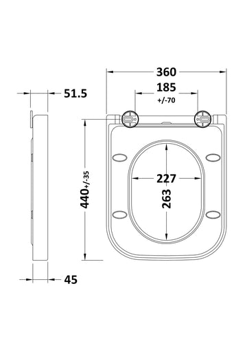 Toilet Seats Square Wrapover Soft Close Top Fix Toilet Seat - For use with Ava Toilets