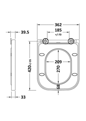 Toilet Seats Square Wrapover Soft Close Top Fix Toilet Seat - For use with Ava Toilets