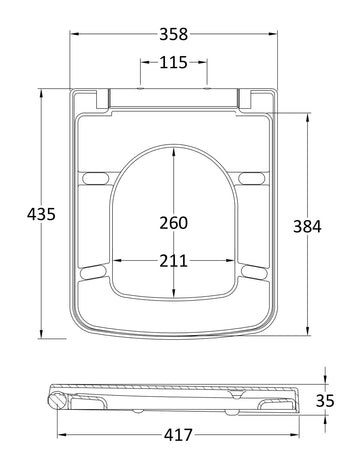 Toilet Seats Luxury Square Top Fix Soft Close Toilet Seat