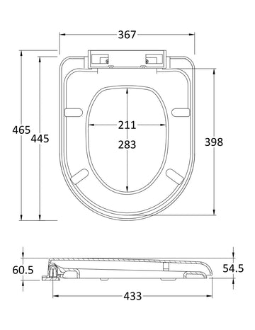 Toilet Seats D Shaped Top Fix Soft Close Toilet Seat