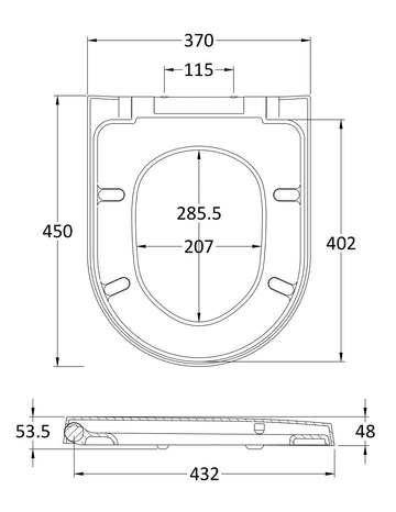 Toilet Seats Luxury D Shaped Top Fix Soft Close Toilet Seat